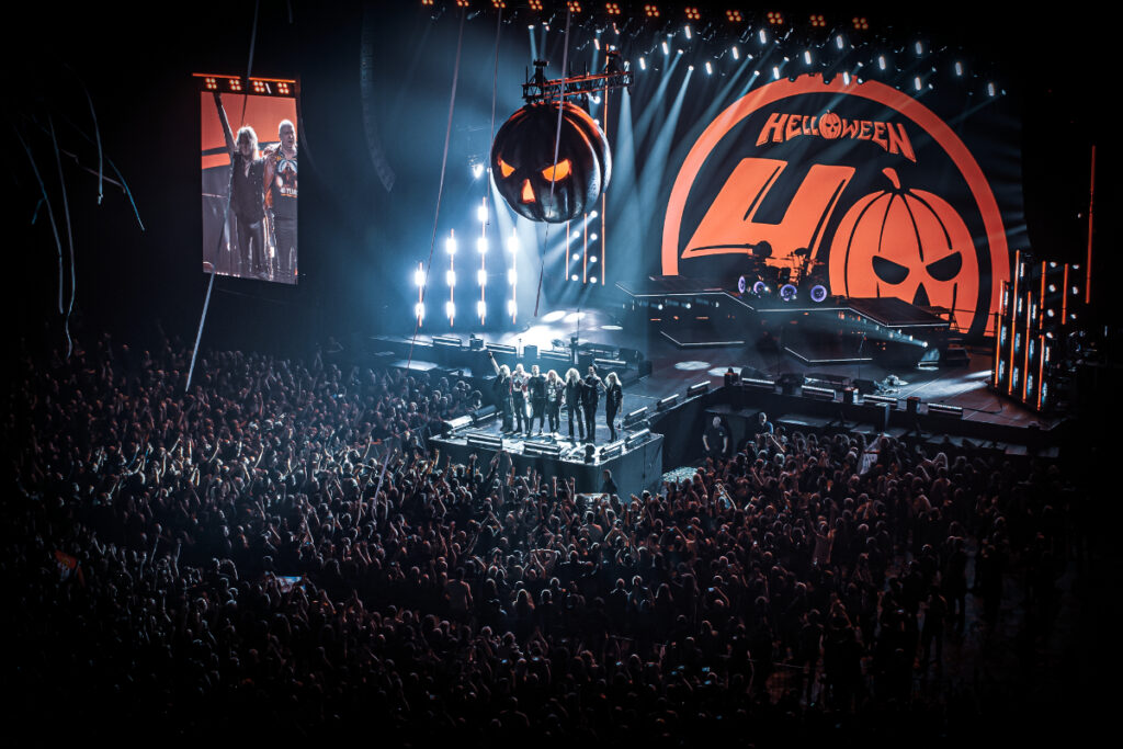 Helloween live in Prague 2025. Wide stage shot with crowd and band on stage. Captured by official photographer Jovan Ristić